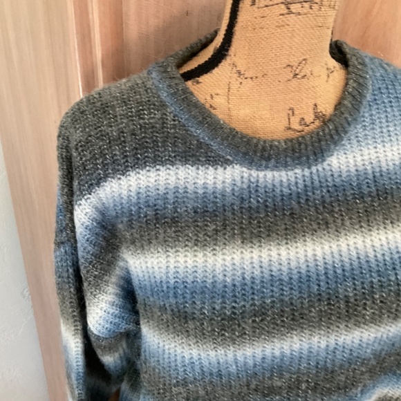 NWT Belle Belldini striped sweater wool blend ombré blue gray nautical boho L - Picture 10 of 16